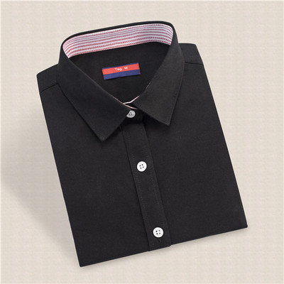 Moteriška medvilnė Elegantiška medvilninė palaidinė ilgomis rankovėmis Kasdieniai solidūs marškiniai Balta moteriška palaidinė Palaidinė Didesnio dydžio mokyklinė palaidinė Dioufond