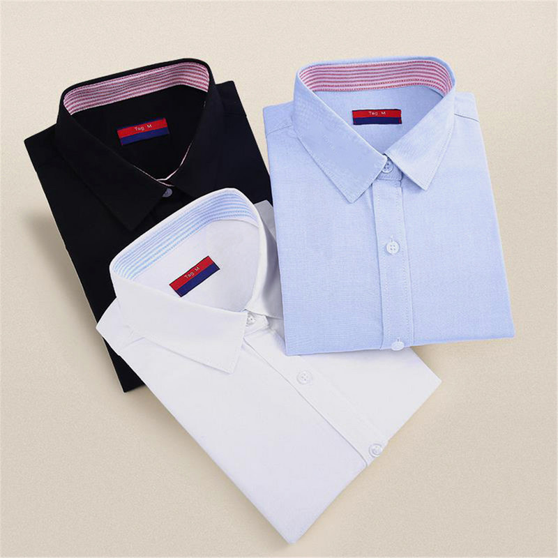 Moteriška medvilnė Elegantiška medvilninė palaidinė ilgomis rankovėmis Kasdieniai solidūs marškiniai Balta moteriška palaidinė Palaidinė Didesnio dydžio mokyklinė palaidinė Dioufond