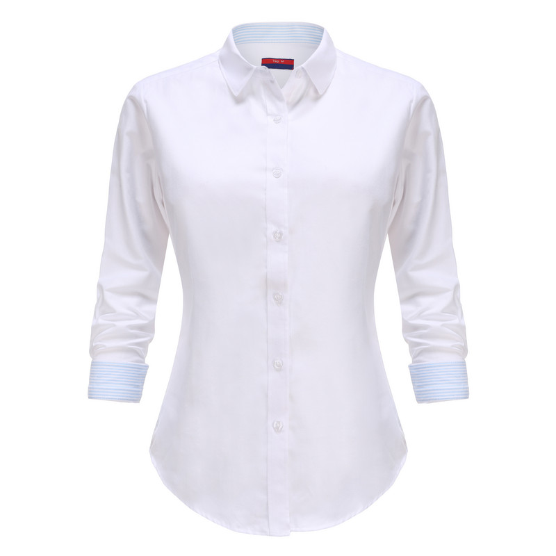 Moteriška medvilnė Elegantiška medvilninė palaidinė ilgomis rankovėmis Kasdieniai solidūs marškiniai Balta moteriška palaidinė Palaidinė Didesnio dydžio mokyklinė palaidinė Dioufond