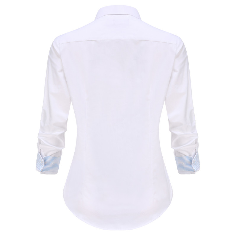 Moteriška medvilnė Elegantiška medvilninė palaidinė ilgomis rankovėmis Kasdieniai solidūs marškiniai Balta moteriška palaidinė Palaidinė Didesnio dydžio mokyklinė palaidinė Dioufond