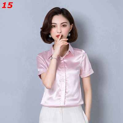 Stinlicher Satenska svilena košulja Ženska proljeće Jesen Elegantna radna odjeća Gornje korejske modne bijele plave crne bluze
