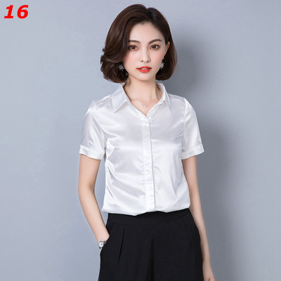 Stinlicher Satenska svilena košulja Ženska proljeće Jesen Elegantna radna odjeća Gornje korejske modne bijele plave crne bluze