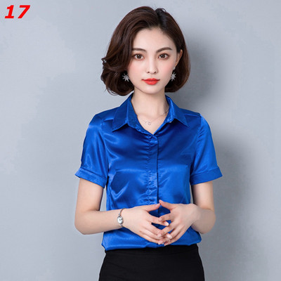 Stinlicher Satenska svilena košulja Ženska proljeće Jesen Elegantna radna odjeća Gornje korejske modne bijele plave crne bluze