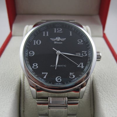 WINNER Ρολόι Automatic Ανδρικά Ρολόγια Business Classic Auto Date Day Δερμάτινο λουράκι Skeleton Self-wind Wristwatch