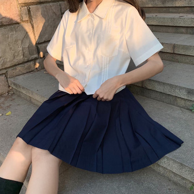 Bluze Ženske košulje kratkih rukava Crop-top Školska uniforma Jk Kawaii Fresh Girls Jednobojne nabrane Elegantne preppy stila Sveobuhvatno Novo