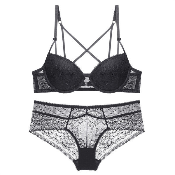 Női fehérnemű kétrészes keresztpántos melltartó és magas derekú bugyi