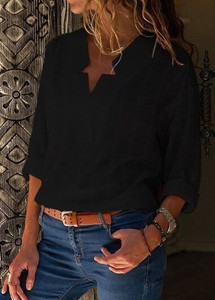 Bijela ženska košulja s V-izrezom Pamučno rublje Uredska dama Ženska bluza dugih rukava Crne proljetne košulje Žene plus