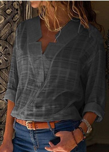 Bijela ženska košulja s V-izrezom Pamučno rublje Uredska dama Ženska bluza dugih rukava Crne proljetne košulje Žene plus