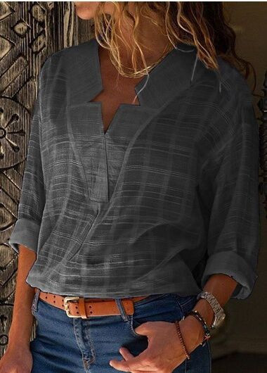 Bijela ženska košulja s V-izrezom Pamučno rublje Uredska dama Ženska bluza dugih rukava Crne proljetne košulje Žene plus