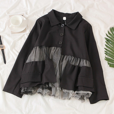 Neploe bluza Ženske mrežaste patchwork ovratnike s dugim rukavima Ženske majice široke ležerne ženske košulje s jednim kopčanjem 1A240