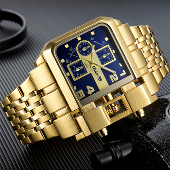 Oulm 3364 Луксозна марка часовник от неръждаема стомана Мъжки кварцов часовник Автоматична дата Уникален военен мъжки ръчен часовник Relogio Masculino
