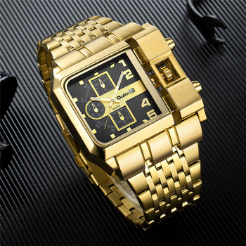 Oulm 3364 Луксозна марка часовник от неръждаема стомана Мъжки кварцов часовник Автоматична дата Уникален военен мъжки ръчен часовник Relogio Masculino