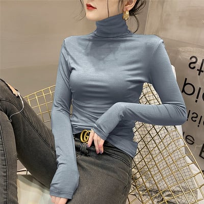 Casual μπλούζα με ψηλό polo γιακά για γυναίκες