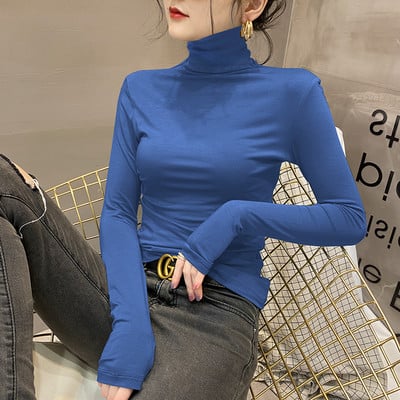 Casual μπλούζα με ψηλό polo γιακά για γυναίκες