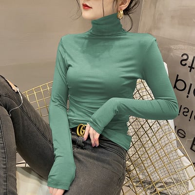 Casual μπλούζα με ψηλό polo γιακά για γυναίκες