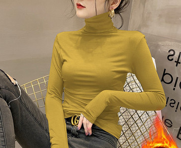 Ежедневна блуза с дълъг ръкав и поло яка за жени