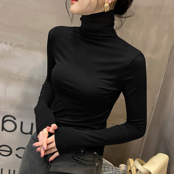 Ежедневна блуза с дълъг ръкав и поло яка за жени