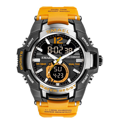 SMAEL Dual Time vojni sportski sat za muškarce Svjetleći vodootporni Quart digitalni ručni sat Budilica LED pozadinsko osvjetljenje Kalendar 1805