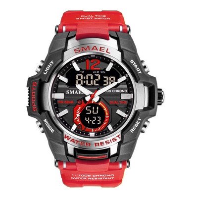 SMAEL Dual Time vojni sportski sat za muškarce Svjetleći vodootporni Quart digitalni ručni sat Budilica LED pozadinsko osvjetljenje Kalendar 1805