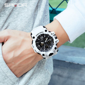 SANDA Мъжки военни часовници Бял спортен часовник LED цифров 50M водоустойчив часовник Мъжки мултифункционален часовник Relogio Masculino