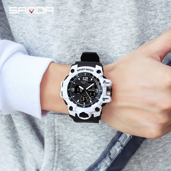 SANDA Мъжки военни часовници Бял спортен часовник LED цифров 50M водоустойчив часовник Мъжки мултифункционален часовник Relogio Masculino