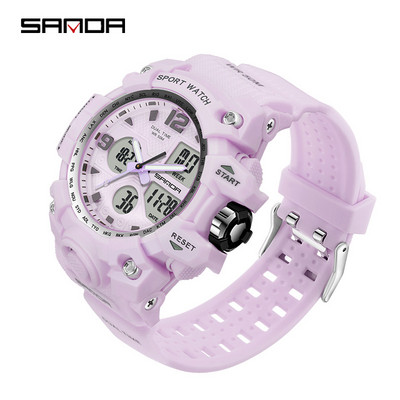 SANDA Vīriešu militārie pulksteņi Balts sporta pulkstenis LED digitālais 50M ūdensizturīgs pulkstenis vīriešu daudzfunkcionālais pulkstenis Relogio Masculino