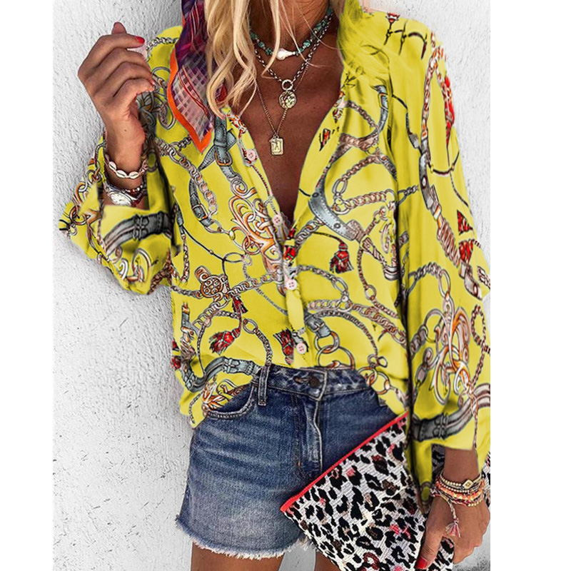 5XL Plus Size Tops Toamnă Primăvară Bluze Femei Noi Imprimate Floral Guler Stand Cămăși cu mânecă lungă Bluză casual din șifon Bluze