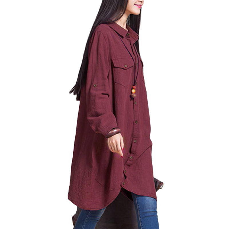 Plus veličina 5XL Ženska bluza Proljeće Jesen 2021. Ležerna ženska duga košulja Mujer Topovi Široke vintage modne bluze Košulje