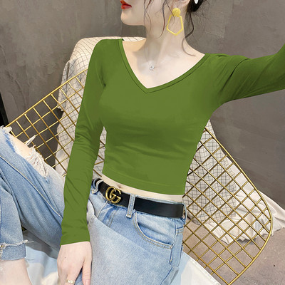 Дамска блуза с шпиц деколте в различни цветове 