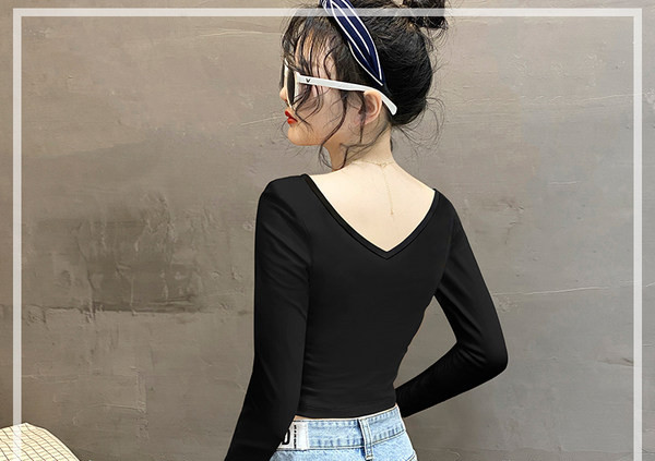 Дамска блуза с шпиц деколте в различни цветове 