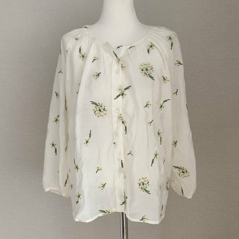 TEELYNN bluze cu mânecă lungă, bej, din bumbac, cămăși femei largi, embrioderie florală, bluză de toamnă transparentă, bluze boho