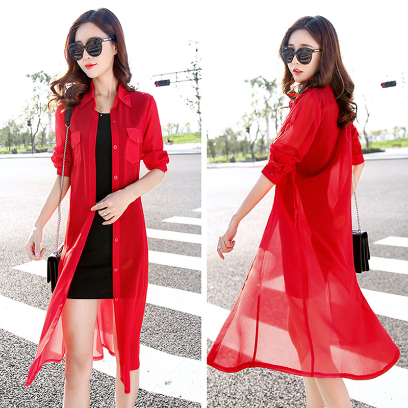 Boho kimona od šifona 2019. Ljeto Ženske bluze Kardigani za plažu Košulja Tunike Ogrtač Ženska košulja Crveno Zeleno Bijelo Crno Gornje kimono