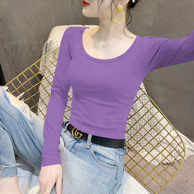 Moteriška palaidinė ilgomis rankovėmis ir O formos iškirpte