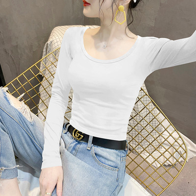 Moteriška palaidinė ilgomis rankovėmis ir O formos iškirpte