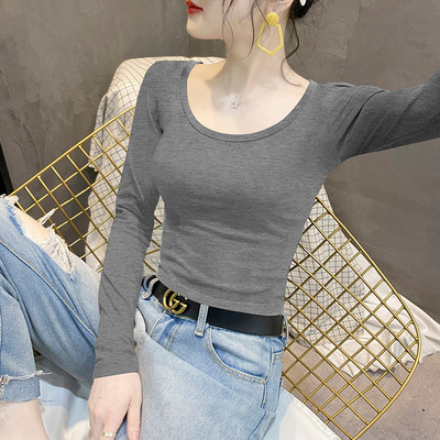 Moteriška palaidinė ilgomis rankovėmis ir O formos iškirpte