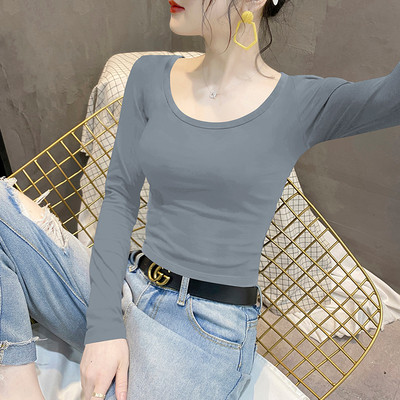 Moteriška palaidinė ilgomis rankovėmis ir O formos iškirpte