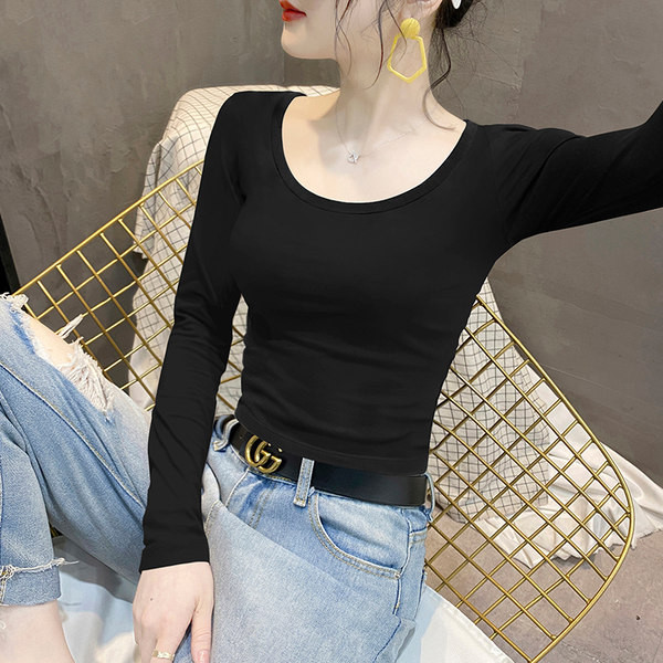 Moteriška palaidinė ilgomis rankovėmis ir O formos iškirpte