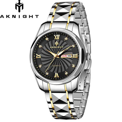 „AKNIGHT“ laikrodis, skirtas „Man Quartz Movement“ nerūdijančio plieno „Busness“ vandeniui atsparūs laikrodžiai Prabangūs originalus laikrodis „Relogio Masculino“