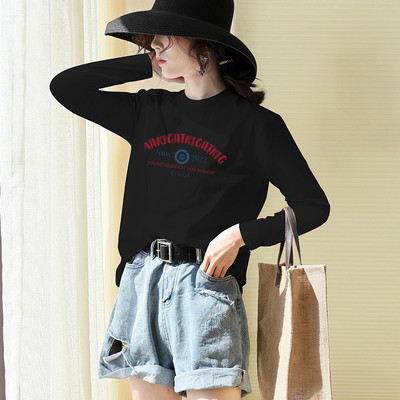 Ежедневна блуза с дълъг ръкав и надпис за жени