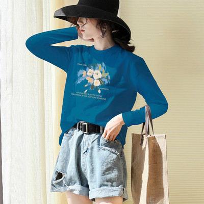 Ежедневна блуза с дълъг ръкав и надпис за жени