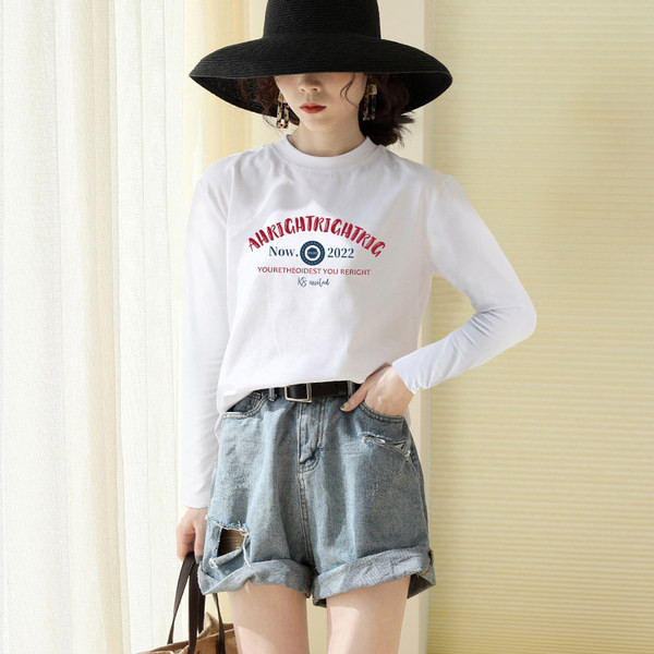 Ежедневна блуза с дълъг ръкав и надпис за жени