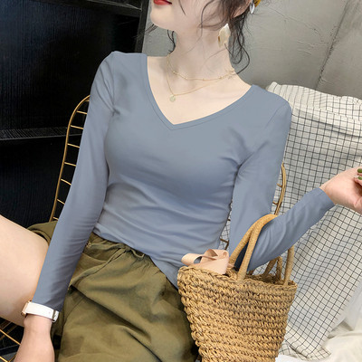 Bluza de dama de zi cu zi cu decolteu ascutit - mai multe culori