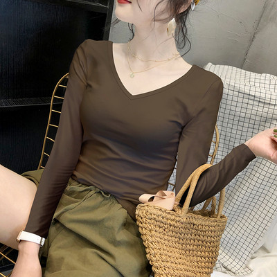 Bluza de dama de zi cu zi cu decolteu ascutit - mai multe culori