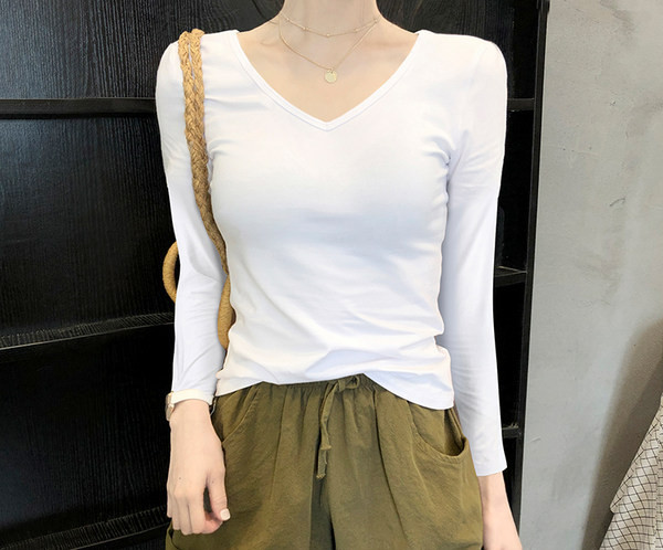 Bluza de dama de zi cu zi cu decolteu ascutit - mai multe culori