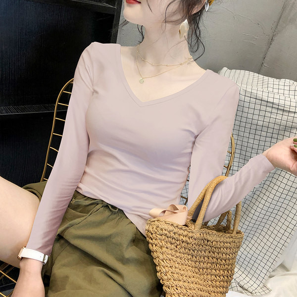 Bluza de dama de zi cu zi cu decolteu ascutit - mai multe culori