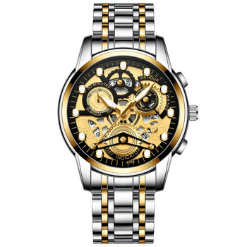 Ρολόι Men Skeleton Automatic quartz Ρολόι Gold Skeleton Vintage Man Ρολόγια ανδρικά