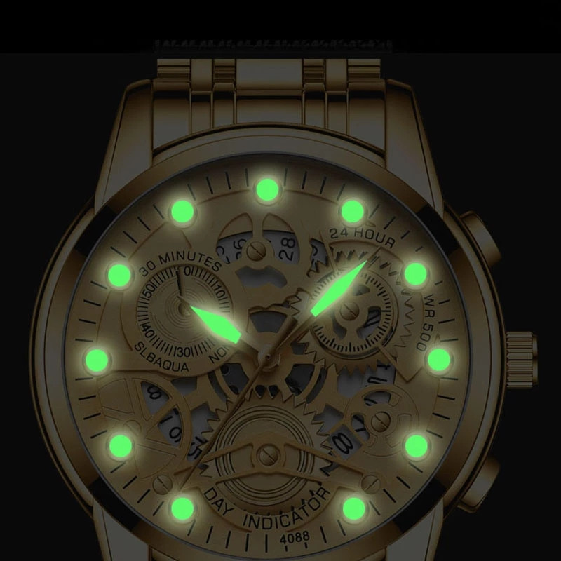 Ceas Barbati Skeleton Ceas automat cuart Gold Skeleton Vintage Man Ceasuri de mana pentru barbati