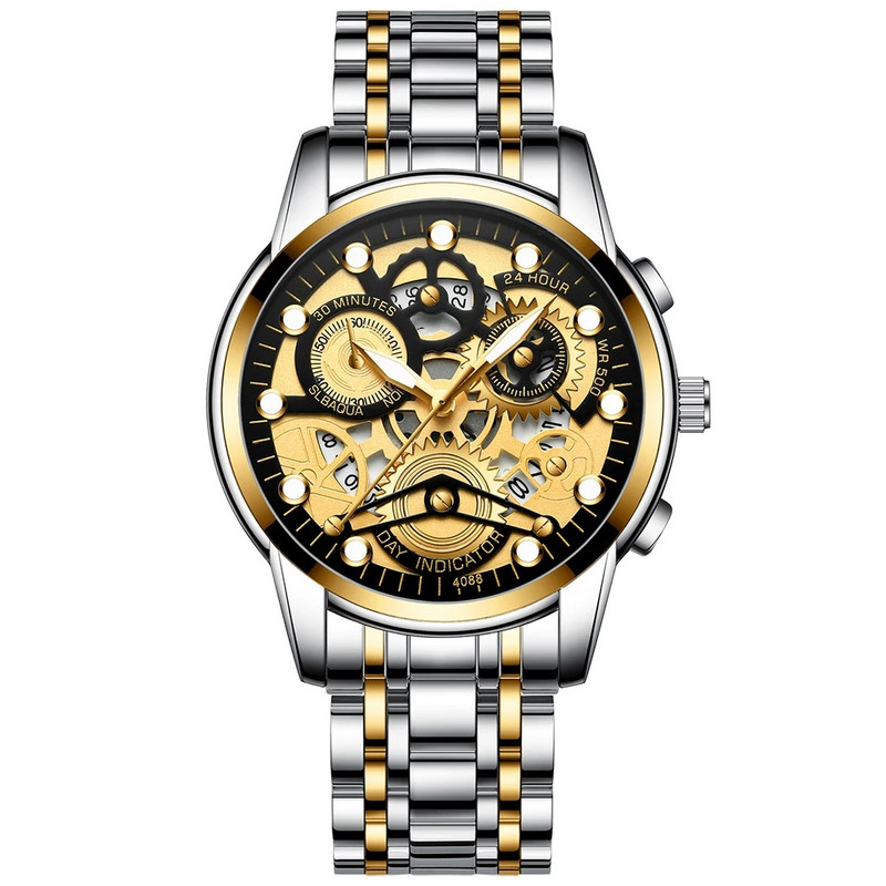 Ceas Barbati Skeleton Ceas automat cuart Gold Skeleton Vintage Man Ceasuri de mana pentru barbati