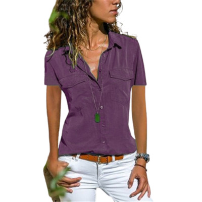 Jesenska ženska uredska bluza s džepovima, velike veličine s reverima, tanka košulja s dugim rukavima, ženske crno-ružičaste majice S-5XL