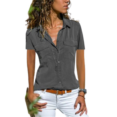 Jesenska ženska uredska bluza s džepovima, velike veličine s reverima, tanka košulja s dugim rukavima, ženske crno-ružičaste majice S-5XL